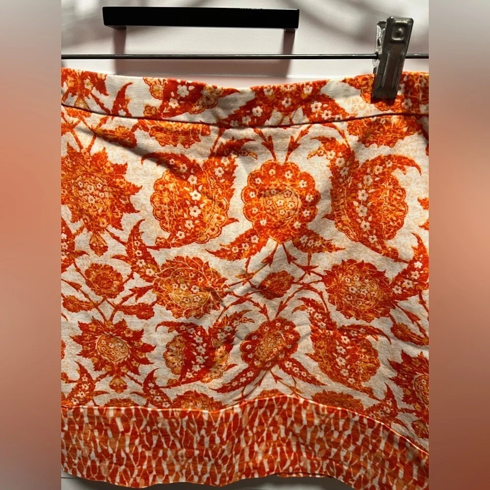 MICHAEL KORS  White Orange Floral Skirt Pencil Straight
